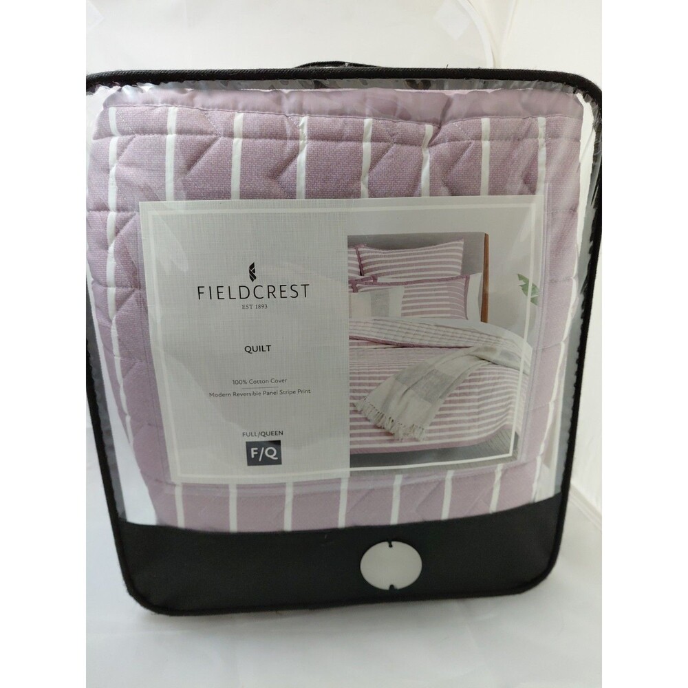 FIELDCREST Elderberry Purple Stripe Full/ Queen Bed Quilt, 90x96in $170 Retail